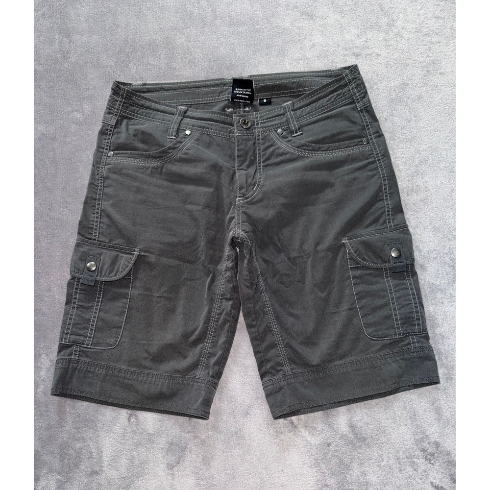 Kuhl Women's Free Range Hiking Cargo Shorts Mid Rise Charcoal Sz 6